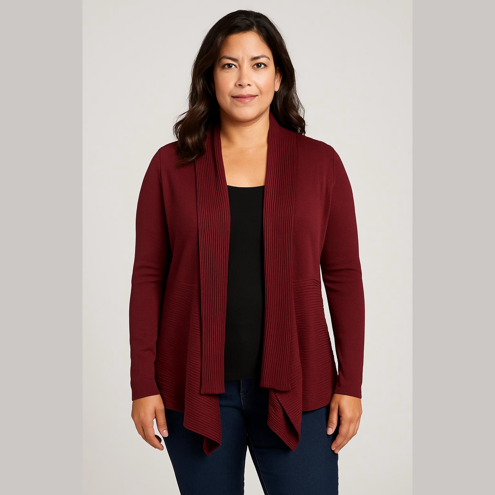 Cato Burgundy Cardigan Sweater Open Front